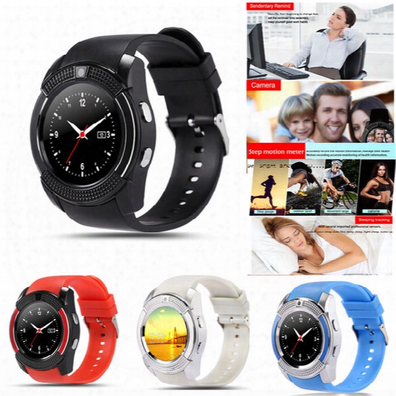 V8 Smart Watch Sport Bluetooth Watches With 0.3m Camera Mtk6261d Smartwatch Full Round Screen For Android Micro Sim Tf Card With Retailb Ox
