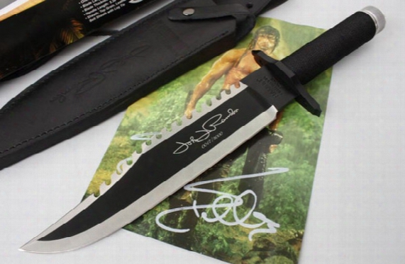 Wholesale - - Free Shipping Rambo First Blood 2 Ii Signature Autograph Bowie Edition Licensed Survival Knife Tactical Knife Outdoor Edc Best