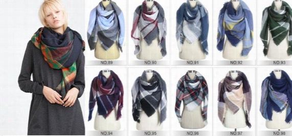 Winter New Tartan Scarf Plaid Blanket Scarf New Designer Unisex Acrylic Basic Shawls Women's Scarves Big Size 140 *140 Cm
