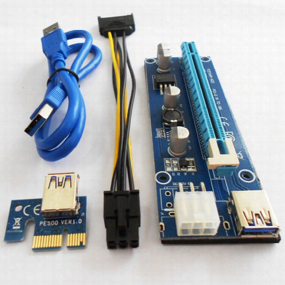 006c Pcie Pci-e Pci Express Riser Card 1x To 16x Usb 3.0 Data Cable Adapter Sata To 4pin Ide Molex 6 Pin For Bitcoin Mining