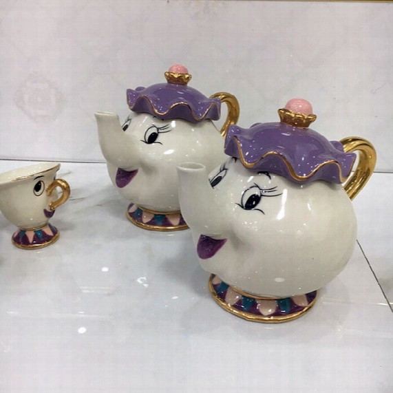 100% Official New Style Cartoon Beauty And The Beast Teapot Mug Mrs Potts Chip Tea Pot Cup 2pcs One Set For Collection