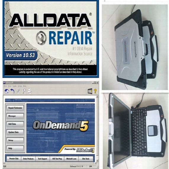 2017 Newest Auto Repair All Data Mitchell On Demand 2015+ Alldata V10.53 2in1 Car Diagnostic Laptop Software In Cf30 Toughbook
