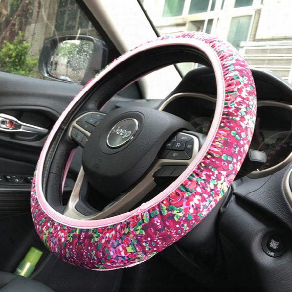 2017 Wholesale Shenzhen Fashion Neoprene Car Steering Wheel Cover Crown Coral Rose Free Size Neoprene Wheel Cover Dom604