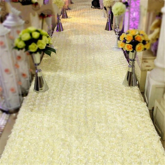 33 Feet Long 55 Inch Wide Milk White 3d Rose Petal Aisle Runner Carpet For Wedding Centerpieces Decoration Shooting Prop Free Shipping