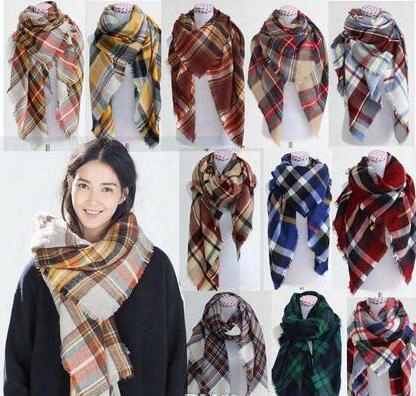 93 Colors Winter New Tartan Scarf Plaid Blanket Scarf New Designer Unisex Acrylic Basic Shawls Women&#039;s Scarves Big Size 140 *140 Cm Hha1119