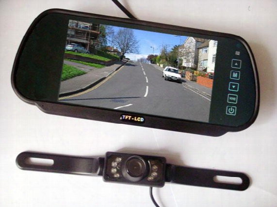 A1 New 7" Car Lcd Monitor Mirror + Ir Reverse Car Rear View Backup Camera Kit