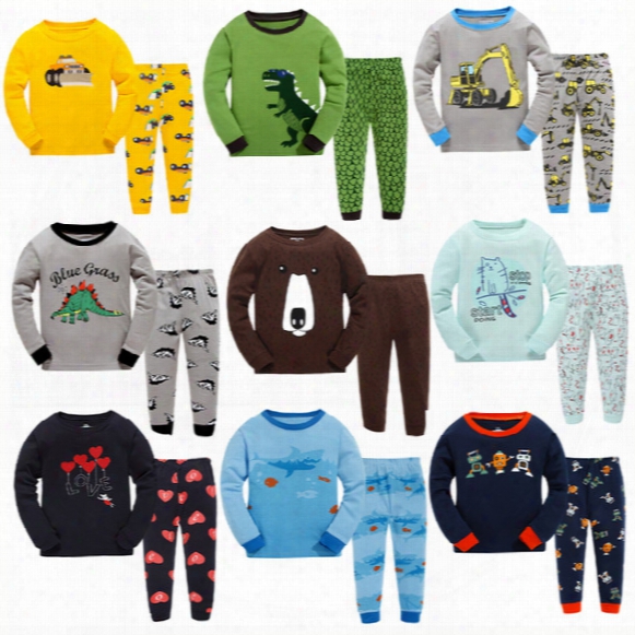 Boys Pajamas Outfits Cartoon Baby Long-sleeved+pants 2pcs And Grils Clothing Longe Sleeve Sleepwear 2 Pieces Home Underclothes For Chrildren