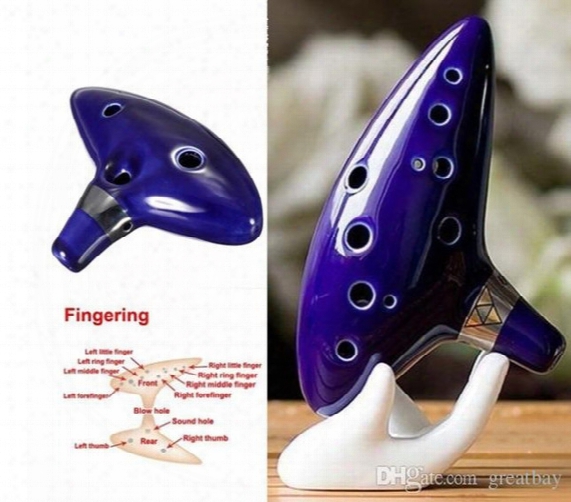 Classical Musical Instrument Ceramic Ocarina 12 Hole Kiln-fired Ceramic Alto C Legend Of Zelda Ocarina Flute With Bag Free Shippiing