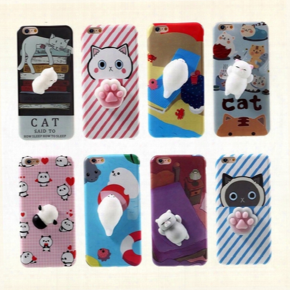 Fashion Squishy Funny Cute Cat Cartoon Soft Tpu Phon Case Back Cover For Iphone 6s 7 6 Plus 5s Se