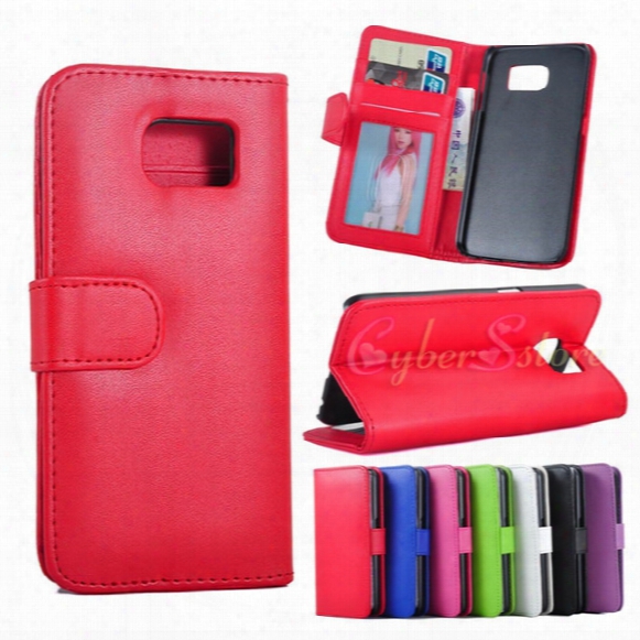 For Galaxy S6 / S6 Edge Pu Leather Wallet Phone Case Cover With Id Card Holder Slorts Filp Stand Photo Frame For Samsung G9200