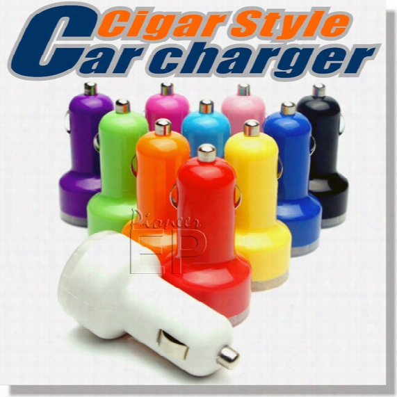 For Iphone 6s/6s Plus Usb Dual Car Charger Input 12-24vdc Output 5v 2a Colorful Mini Cigarette Lighter Universal Smart Car Battery Charger