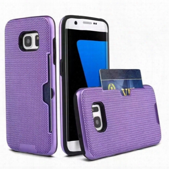 For Samsung S8 Case Metalic Silicon Hybrid Grid Cover Card Holder Slot Phone Cover For Iphone 6s Plus Galaxy S6/7 Lg V10