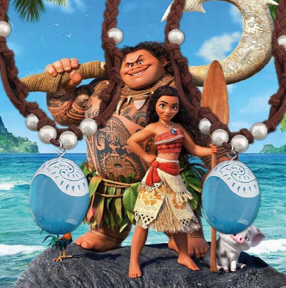 Free Shipping Cosplay Moana Necklace Cartoon Movie Resin Pendant Leather Chain Jewelry Pearl Necklace For Childd001