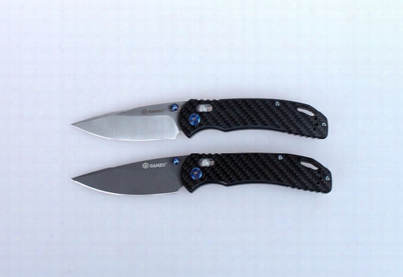 Ganzo G753 G7531-cf G7533-cf +-58hrc 440c G10 Camping Tactical Pocket Edc Folding Knife Carbon Fiber Handle Grey Ti-coated