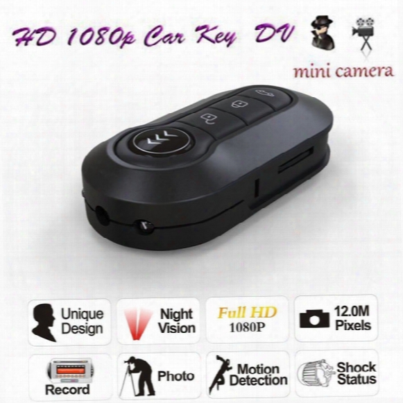 Hd 1080p Ir Night Vision Car Key Hidden Camera Dvr Remote Control Spy Video Recorder Motion Detection Portable Camcorder