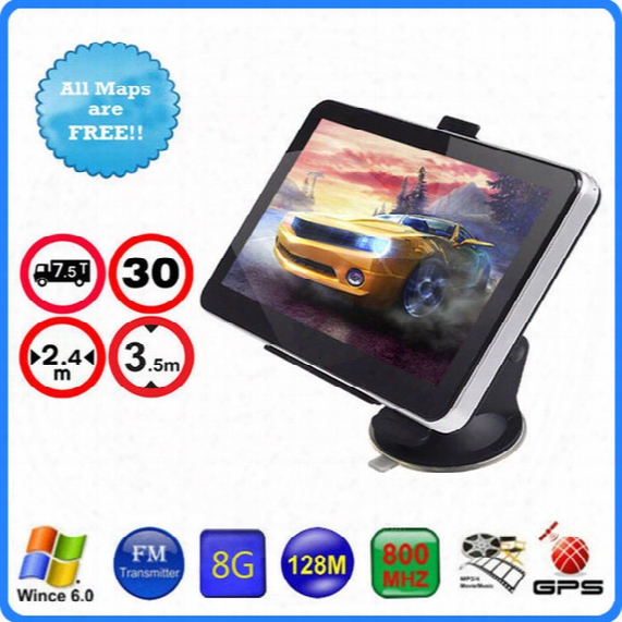 Hd 7 Inch Truck Gps Navigation Bluetooth Fm Car Gps Touch Screen Wince 6.0 800mhz Ram 256mb 8gb 3d Igo Primo Maps