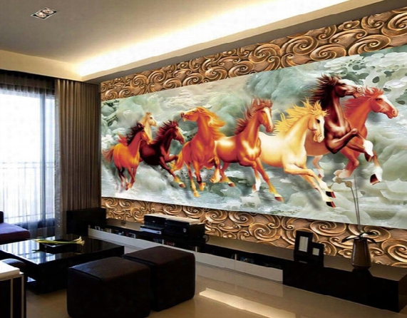 High-definition Jade Carving Eight-jun-style Classical Style Background Wall Mural 3d Wallpaper 3d Wall Papers For Tv Backdrop