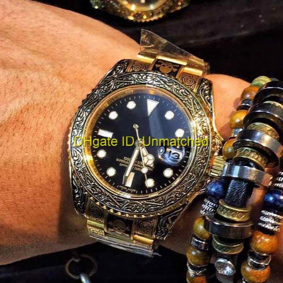 High Quality Top Business Brand Luxury Wristwatch 116623 Vintage Carved Stainless Steel Automatic Mechanical Mens Watches Relogiorelogio