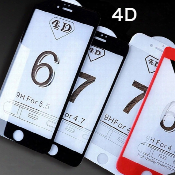 High The Carving Process Toughened Glass For The Iphone 6 7 + 0.25 Mm 4d Curved Screen Protector And Retail Packaging Dhl Free Shipping