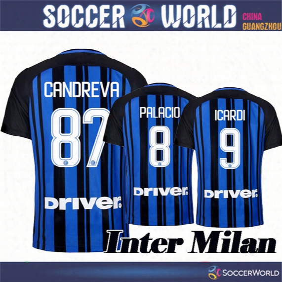 Inter Soccer Jerseys 17 18 Milan Candreva Eder Icardi Jovetic Home Away Football Shirt 10pice Ship Dhl/ems