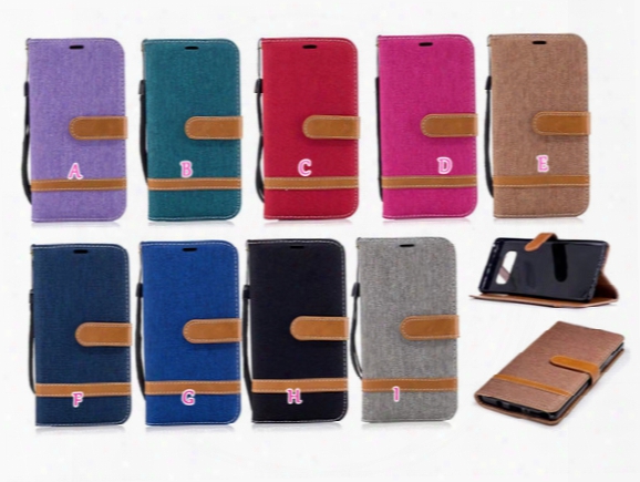 Jean Hybrid Leather Wallet Case For Iphone 8 7 Plus 6 6s Galaxy Note8 Note 8 Cloth Stand Holder Hit Color Tpu Card Slot Flip Holder Stand