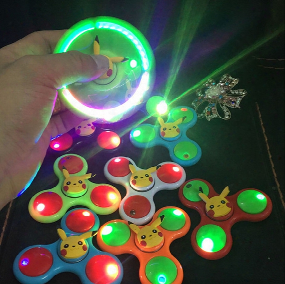 Led Cartoon Pikachu Hand Spinners Light Captain America Pokeball Fidget Spinners Cartoon Finger Gyro Decompression Toys Adult Kids Gifts