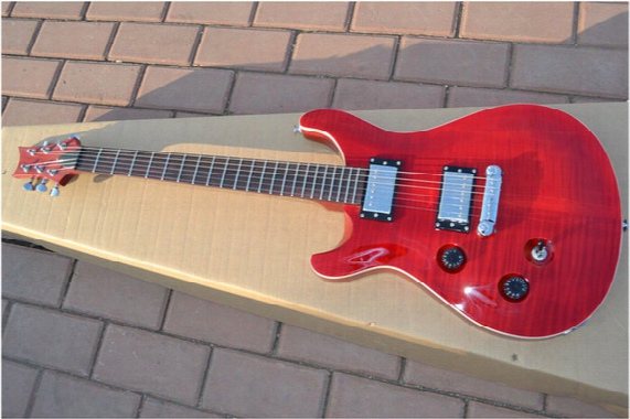 New Arrival Wholesale Left Hand P R S Red Tiger Pattern Electric Guitar Free Shipping One Neck (no Scarf)