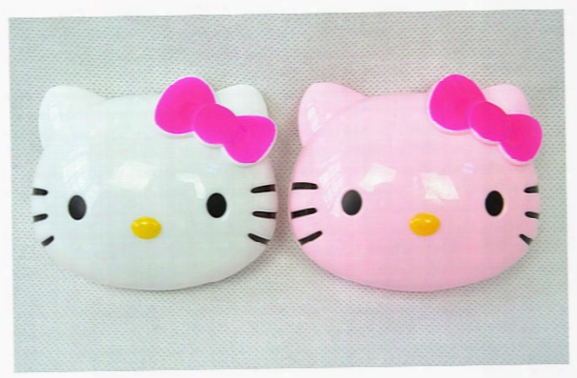 New Cute Hello Kitty Cartoon Contact Lenses Box Cat Head Plastic Eyeglass Case Free Shipping