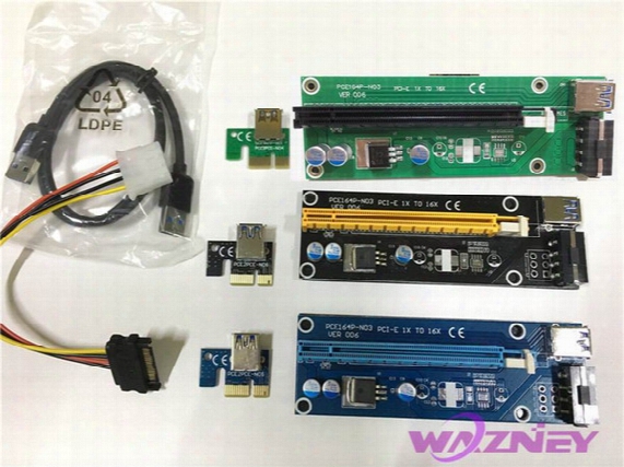 Pci-e 1x To 16x Riser Card Extender Adapter Usb 3.0 Cable Molex Power Supply For Bitcoin Btc Litecoin Miner 100set