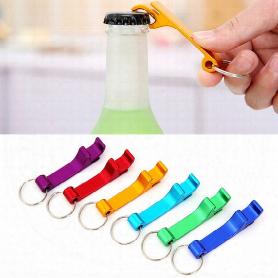 Portable Colorful Key Chain Metal Aluminum Alloy Keychain Ring Beer Can Bottle Opener Openers Tool Gear Beverage