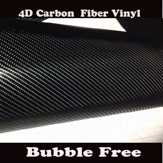 Premium Black 4d Carbon Fiber Vinyl Wrap Like Realistic Carbon Fibre Film For Car Wrap Film With Air Bubble Free Shipping Size 1.52x30m/roll