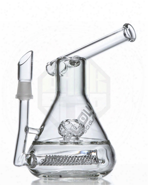 Scientific Glass Dab Rig Inline Perc To Crystal Ball Perc Sidecar Oil Rig Joint Type: 18mm Male Height: 8"
