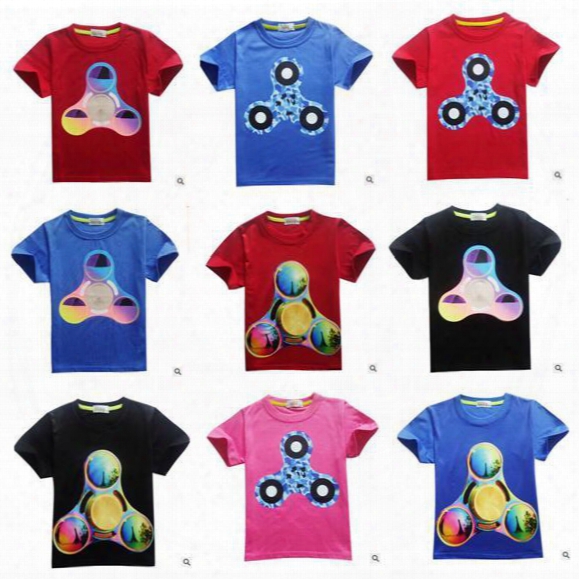 T Shirts Boys Girls Fidget Triangle Spinner Clothing Children Cartoon Cotton Short Sleeve T-shirt Baby Kids Clothes Dhl Free Shipping