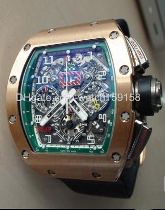 Top Quality Men's Sport Style Watch Automatic Mechanical Watches Gold Skeleton Face With Rubber Strap Wristwatch 005