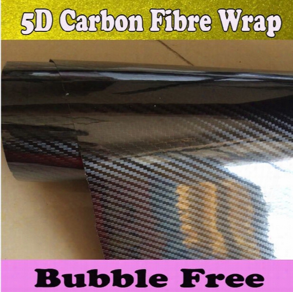 Ultra Gloss 5d Carbon Fibre Vinyl Wrap Film For Car Wrap With Air Release Glossy Carbon Fiber Sheets Fedex Free Shipping Size:1.52*20m/roll