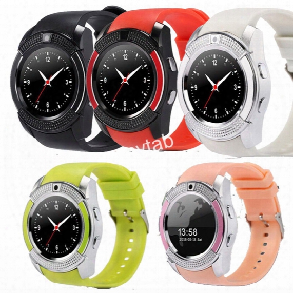 V8 Smart Watch Support Sim Tf Card Bluetooth Clock 0.3m Camera Mtk6261d Smart Watch For Ios Android Phone Round Circular Sports Watch