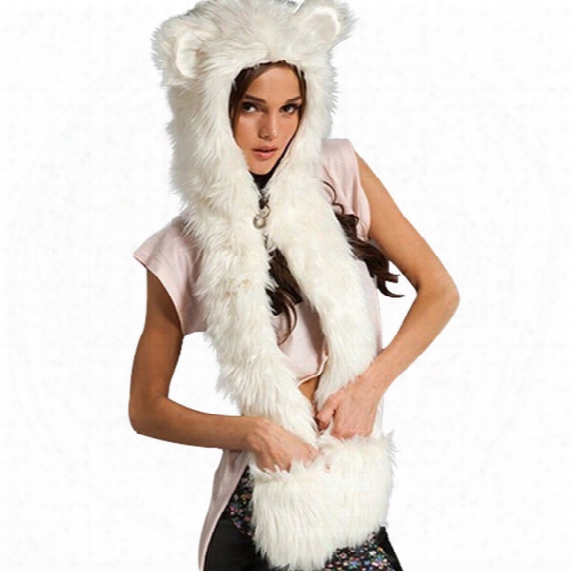 Wholesale-fashion Warm Winter Scarves Faux Animal Fur Hat Fluffy Scarf Shawl Glove Plush Ca P Gloves Hats Xmas A2 Q1