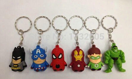 Wholesale Mixed 60pcs/set The Avengers Children Silicone Cartoon Key Chain Party Gift 4cm Yc331