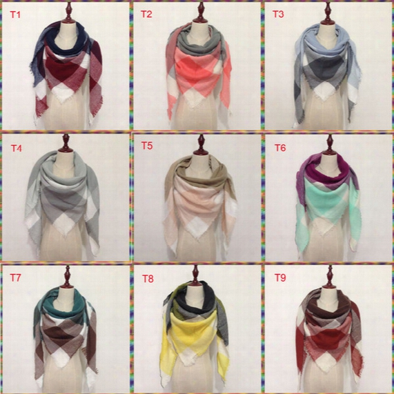 Za Winter Triangle Scarf 2017 Tartan Cashmere Scarf Women Plaid Blanket Scarf New Designer Acrylic Basic Shawls Women&#039;s Scarves And Wraps