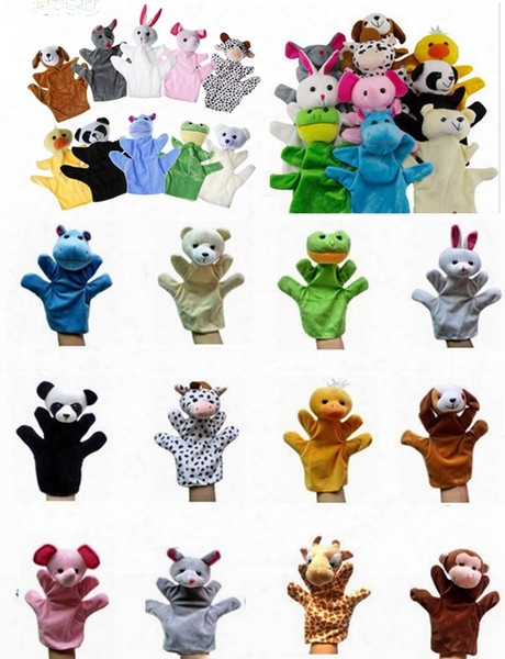 100 Pcs/lot 9&quot; Animal Hand Glove Dolls Big Plush Puppet Hand Toy Baby Child Zoo Farm Animal Hand Glove Puppet Finger Sack Plush Toy