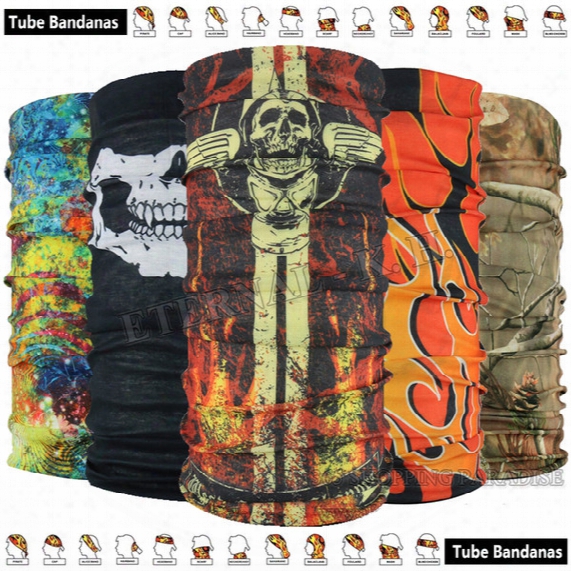 100pcs/lot Wholesale Motorcycle Tube Scarf Headwear Skull Face Shield Outdoor Magic Seamless Bandana Multifunctional Headwear