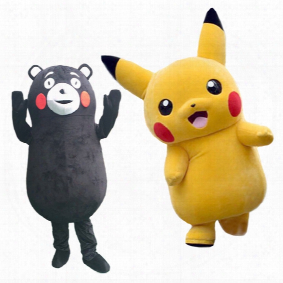 2016 New Anime Lovely Baby Bear Kumamoto Pikachu Mascot Cartoon Doll Clothing Role Playing Adult Clothing Size, Free Shipping