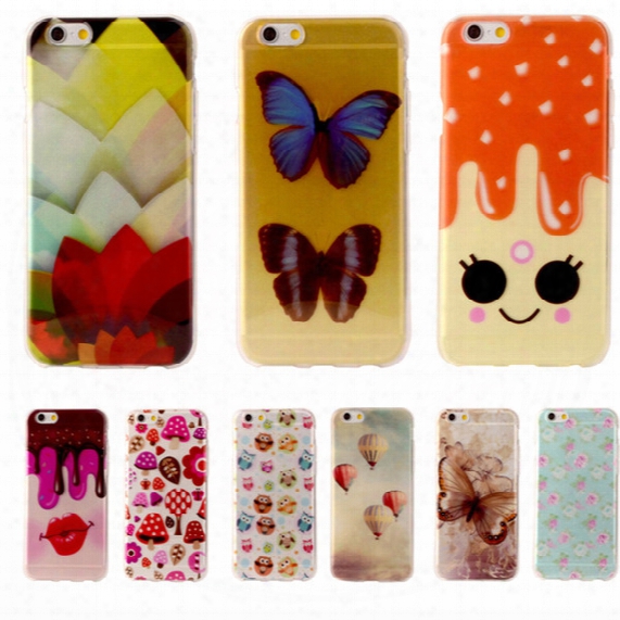 2017 Butterfly Flower Lips Coque For Apple Iphone 6 Iphone 6s Case 4.7" Cute Soft Plastic Silicone Cartoon Printing Phone Cover Free Dhl