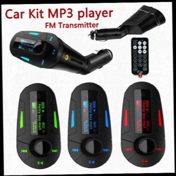 3 Colors Car Kit Mp3 Player Wireless Car Fm Transmitter Radio Transmiter With Usb Sd Mmc+ Remote Control Free Dhl