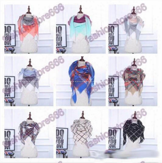 35 Colors 140cm Plaid Blanket Scarves Tartan Tassels Scarf Striped Fashion Wraps Check Grid Neckerchief Winter Lattie Shawl