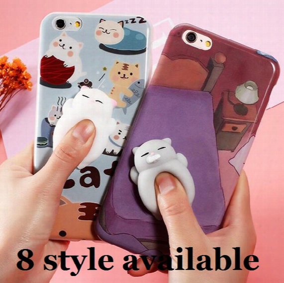 3d Cute Soft Tpu Squishy Sleeping Cat Panda Bear Cartoon Silicone Phone Case Iphone Case For 6 6s Plus 7 7plus