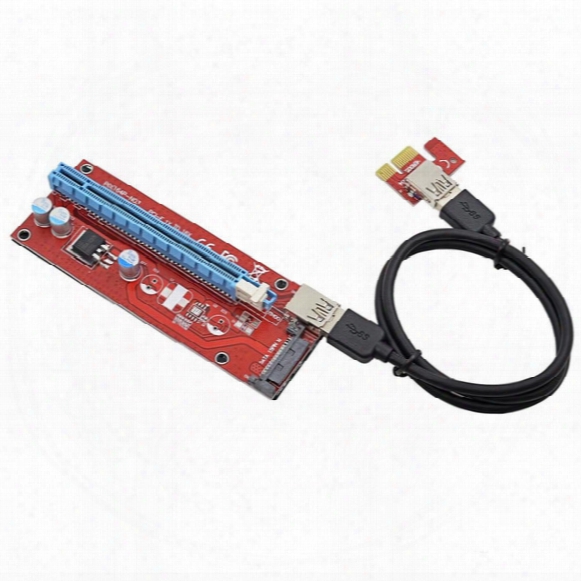60cm Pcie 1x To 16x Pci Express Extender 007s Riser Card With Sata To 15pin Power Cable For Bitcoin Mining Btc