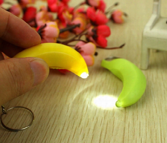 6*2cm Mini Led Light Flashlight Banana Key Rings New Creation Safe Light Bag Phone Car Pendant Keychain Xmas Toys Gifts