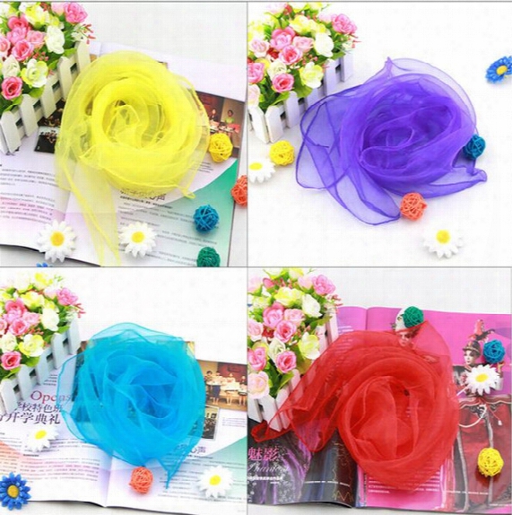 70*70cm Square Scarves Pure Silk Chiffon Solid Color Candy Color Windproof Women Scarves Chiffon Scarf Square Scarves 1000pcs