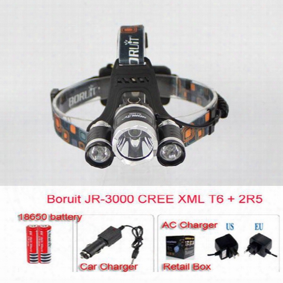 Big Sale 3leds Headlamp +2*18650 Battery +charger +car Charger Cree Xm-l Xml T6 Led Headlight Light Head Lamp